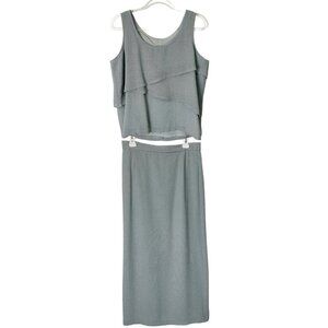 Joseph Ribkoff 2 Piece Outfit Women’s 14 Maxi Skirt‎ Sleeveless Top Gray Vintage
